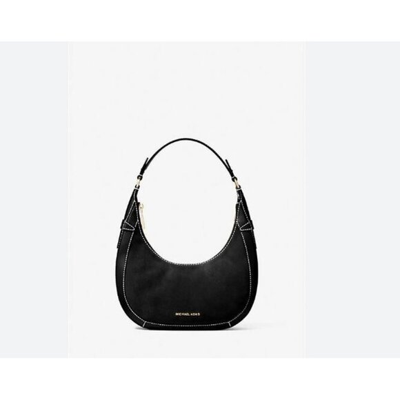 MICHAEL KORS Preston suede leather crescent zip top shoulder bag -Black - Picture 1 of 9